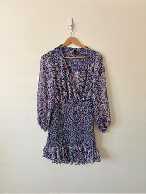 Mango Floral V-Neck Smocked Mini Dress 2